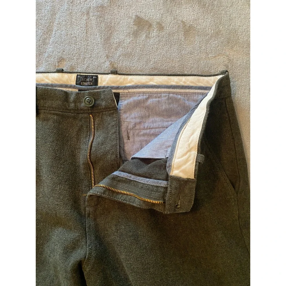 J.Crew Chino Pants Mens 34x30 Olive Green Stretch Slim Straight Trousers Preppy